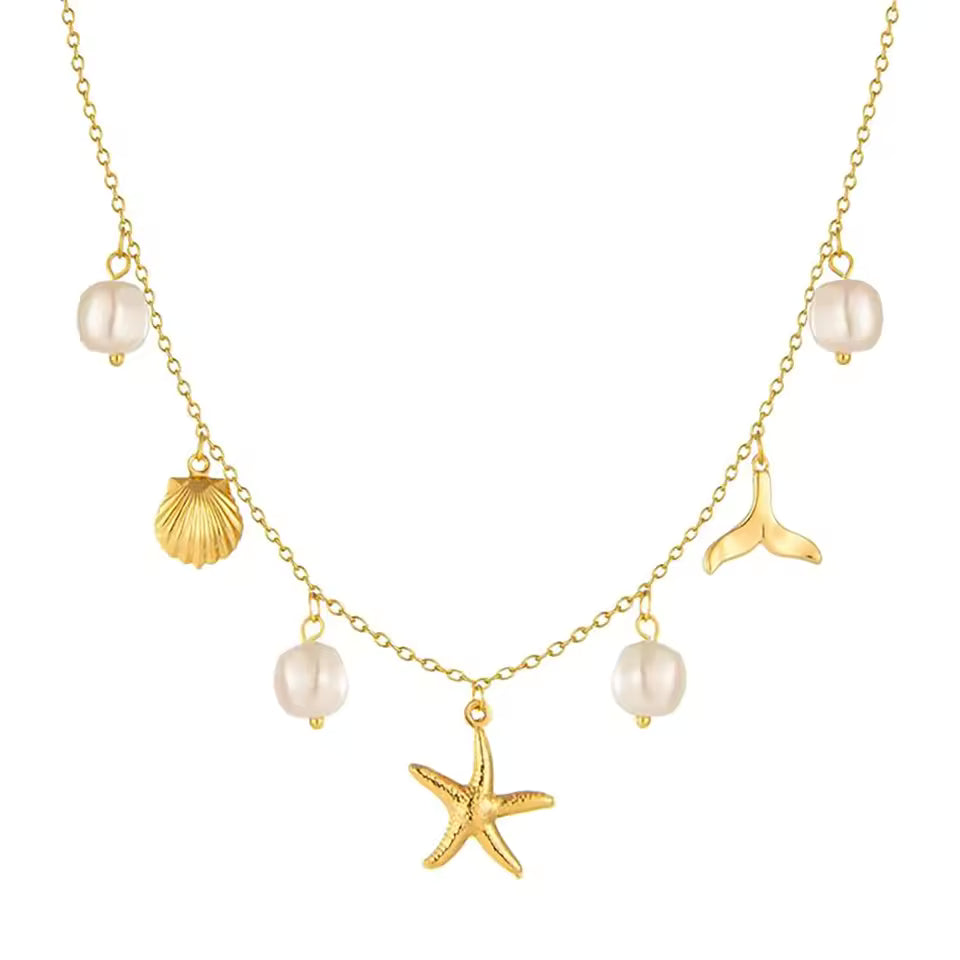 Pearl Charm Chain Necklace detail
