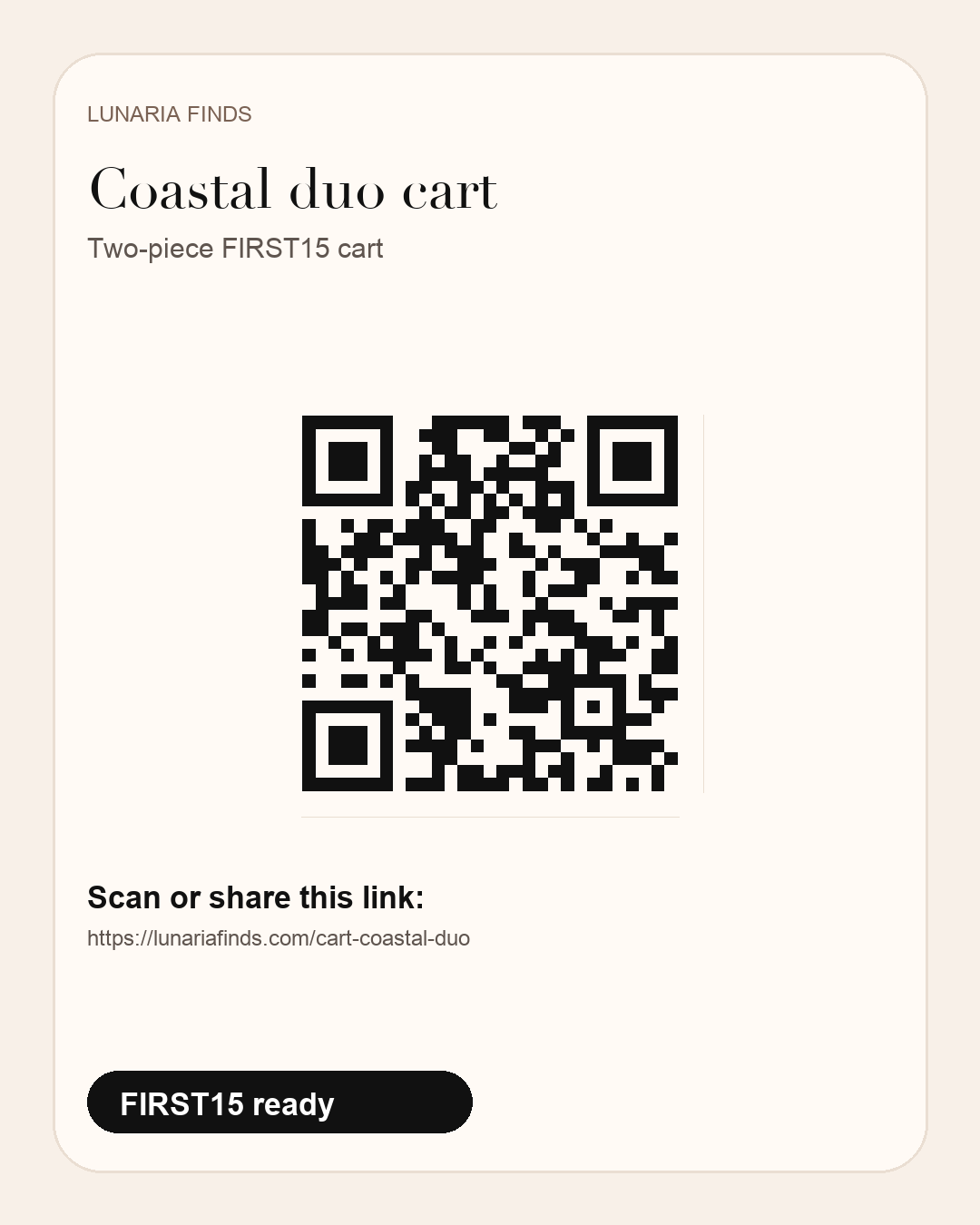 Coastal duo cart QR share card